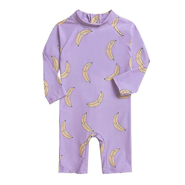 Snabbtorkande solskyddad barn en del baddräkt för pojkar och flickor 5-6 år purpelbanana