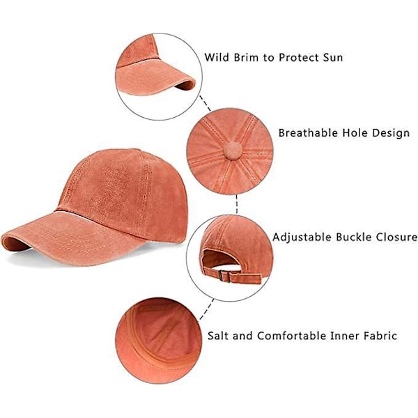 Baseball Cap Dreng Pige Hatte Unisex Justerbar Vasket Bomuld Udendørs Kasket til Hip Hop Flad Hat One Size (54-60cm)