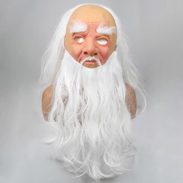 Jul Hvit Skjegg Gammel Mann Hodeplagg Kostymefest Cosplay Latex Hodeplagg