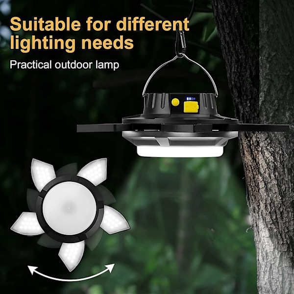 Bärbar uppladdningsbar LED-campinglampa med powerbank - Vattentät tältlampa för utomhusbruk och vandring