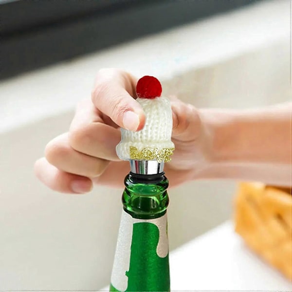 Vinstoppare i form av tomtemössa, 2,4 * 10 cm julvinstoppare i legering, dekorativa flaskproppar
