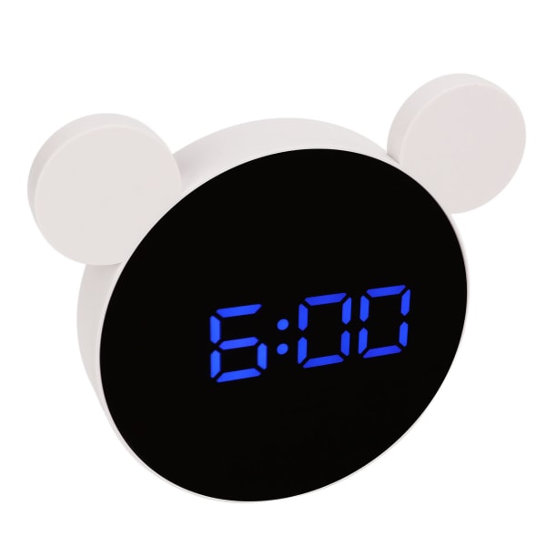 Speglad digital väckarklocka Söta möss Öronformad LED-spegelklocka med snooze modell Nattläge för barn Hem Sovrum Blå LED