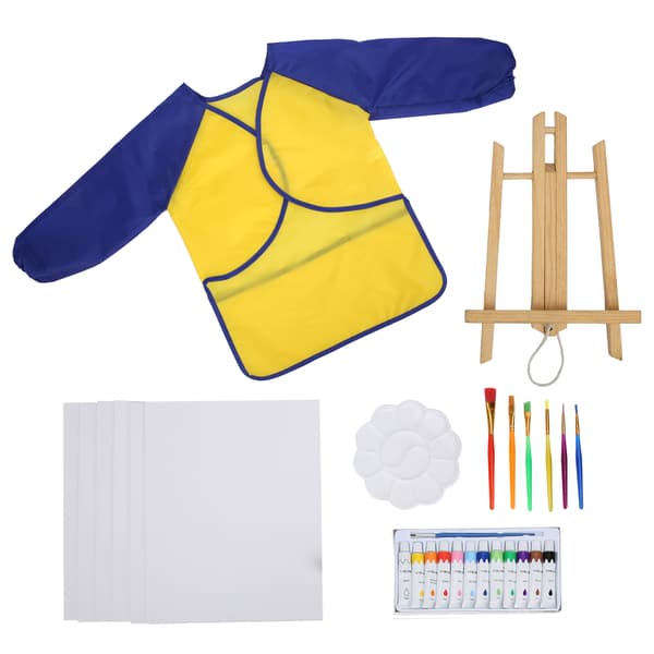 DIY Akrylmaling Sæt Børn Pædagogiske Pensler Smock Børnekunstmaling Sæt Gul