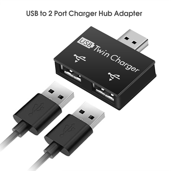 Mini USB Hub 2 Port USB Twin Charger Splitter Adapter Converter för PC USB -minnen
