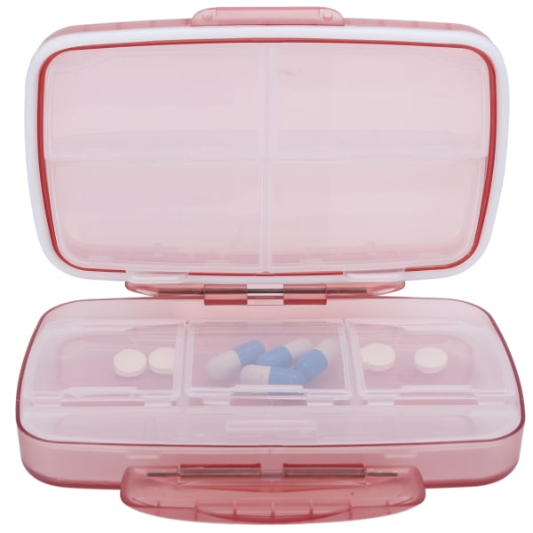 Bärbar Piller Organizer Box Behållare Stor kapacitet Resor Fuktsäker Medicinfodral Rosa pink