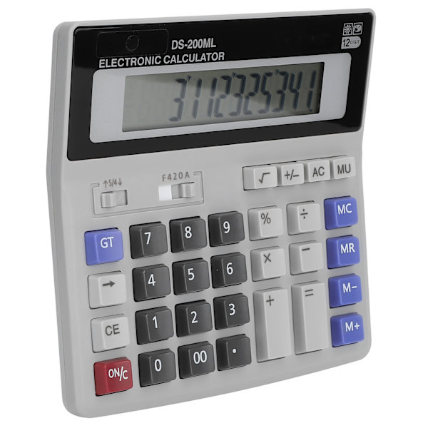 Solar Powered Lommeregner LCD-skærm Grundlæggende Office Standard Funktion Lommeregner 12 cifret