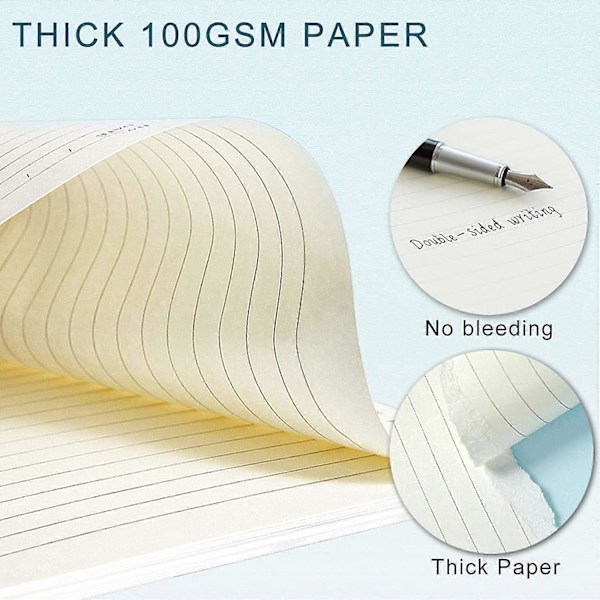 A5 Refillpapper, 3 Förpackningar 100GSM Tjockt Påfyllningsbart Papper 6 Håls Fyllnadsinsatser Löst Blad Papper 135 Ark (270 Sidor) för 6 Rings Pärm Journal Anteckningsbok