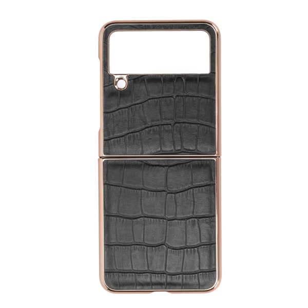 Phone case i läder Reptåligt nanoplätering Phone case med vikbar skärm Skyddande cover för Galaxy Z Flip4 Svart