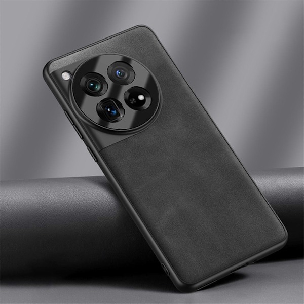 til OnePlus 12 Cover, til OnePlus 12 Læder Cover, PU Læder Ultratyndt Slankt Holdbart Beskyttende Telefon Cover Zekai sort