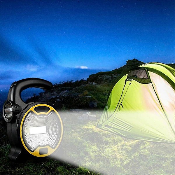 Kraftig Campinglykt med 100 Lumen (gul), Batteridrevet COB Arbeidslampe, Bærbar LED Lommelykt, Campinglykt 2 Mod Juni