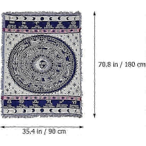 Vævet Konstellation 12 Horoskop Astrologi Tæpper Boheme Gobelin til Sofa Stol Seng Astrologi Plaider