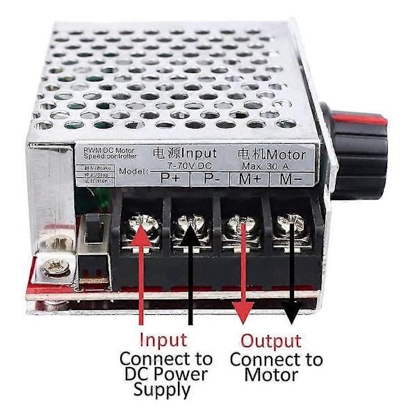 7-70V 30A PWM DC-moottorin nopeudensäädin kytkinohjaus 12V 24V 36V 48V 30 ampeerin sulakkeella