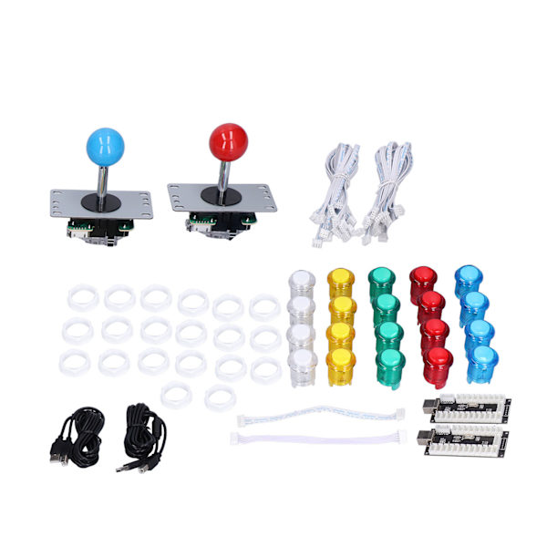 QM070906 Tvåspelarversion Arkadspel DIY-kit LED-knapp 8-vägs joystick för Windows Arkadspel