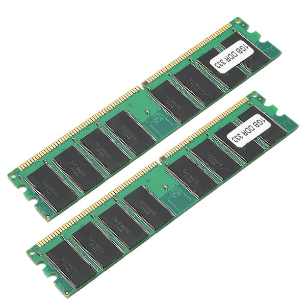 2 stk. hukommelsesmodul skrivebord DDR 333MHZ PC‑2700 16 korn på begge sider til AMD computerhardware