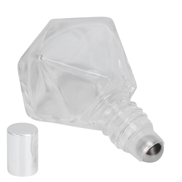 Roll On Påfyllbar Parfymeflaske Tom Glass Aromaterapi Eterisk Olje Rollerflasker 8ml (Sølvdeksel Stålkuler)