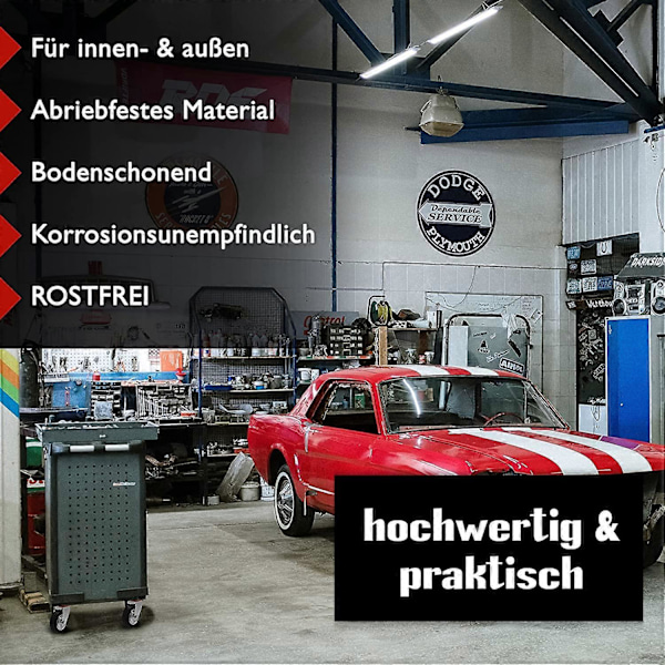 Kraftige hjul, transporthjul, sett med hjul med brems, 75 mm hjul, kan roteres 360, svart, industrihjul for arbeidsbenk, verktøytralle