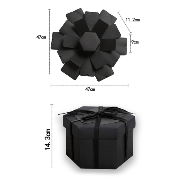 Explosionslåda Stor kapacitet Praktisk stilfull svart explosionspresentförpackning för förlovning