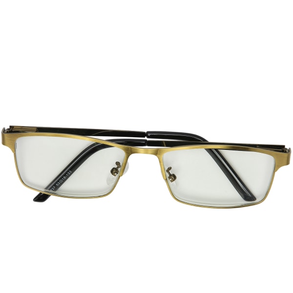 Unisex blått ljusblockerande läsglasögon metall Bärbara äldre ålderssynta glasögon brons(+350 )