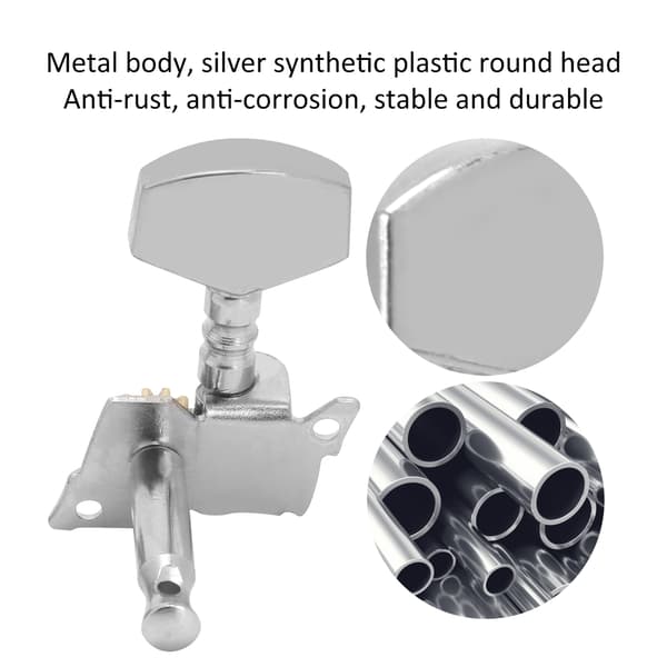 Silver Låsande Stämskruvar - Ersättningsmekanik för Ukulele (4 Vänster, 2 Höger)
