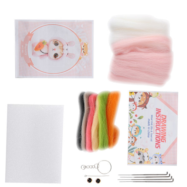 Nålefilting ull kjemisk fiber plysj dukke making DIY materiale nål håndlaget håndverk (198# Kanin)