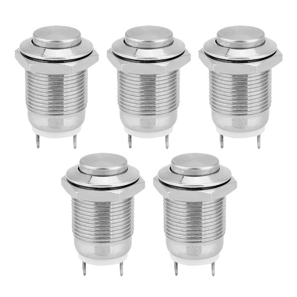 5 stk metaltrykknapkontakt 1 normalt åben 2 ben vandtæt selvnulstille elektroniske forsyninger (høj skylning)