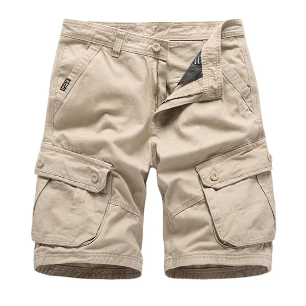 Rennot Khaki-shortsit useilla vetoketjullisilla taskuilla miehille