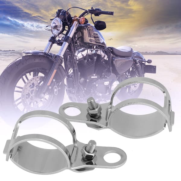 2st Motorcykel Blinkersfäste Passar 30-45mm Framgaffel Scooter (Silver)