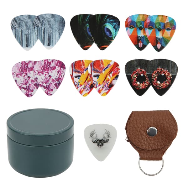 13 stk. Guitar Picks Medium Celluloid Guitar Plectrums med æske Instrument Tilbehør Farve