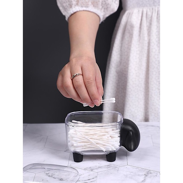 Akryl Bomuldsbold Holder Mini Vatpind Opbevaringsboks Sort Kosmetik Organizer