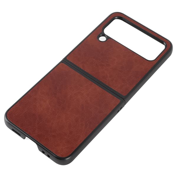 Vikbart telefonfodral PU-läder skyddande skal mjukt foder för Samsung Galaxy Z FLIP 4 Brun