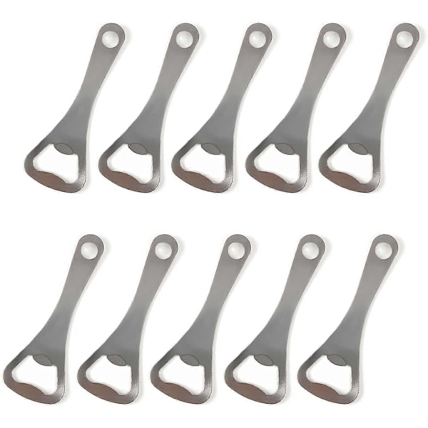 10-pack Rostfritt Stål Flasköppnare, Portabel Platt Ölflasköppnare, För Hem, Kök, Pub, Ölälskande Män, Inomhus och Utomhus (Silver)