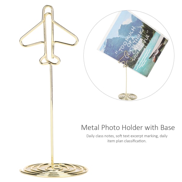 Golden Airplane Desktop Message Clip visitkortholder med base (10 stk)