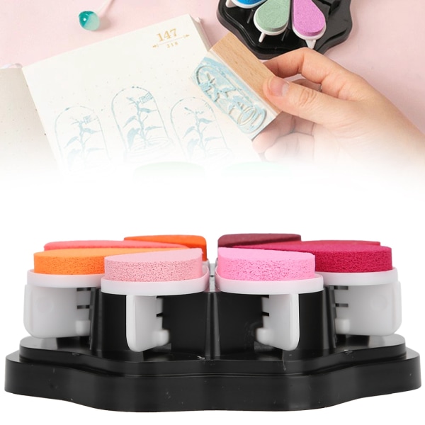 Kronbladblekkpute 8 farger vannbasert DIY håndstempelutskriftspute for vanlig papir (1017 Kiss)