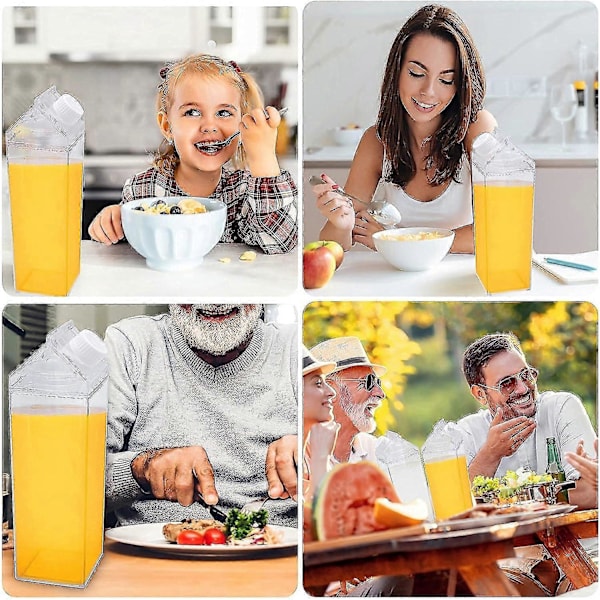 2 Pakning Klar Melkekartong Vannflaske Gjenbrukbar Firkantet Melkeflaske for Melkedrikk Juice (500ml)_SZXM