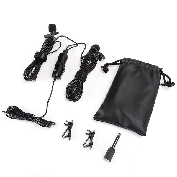 SL2 Lavalier dubbelmikrofon bärbar slipsfäste minimikrofon 3,5 mm-kontakt för PC