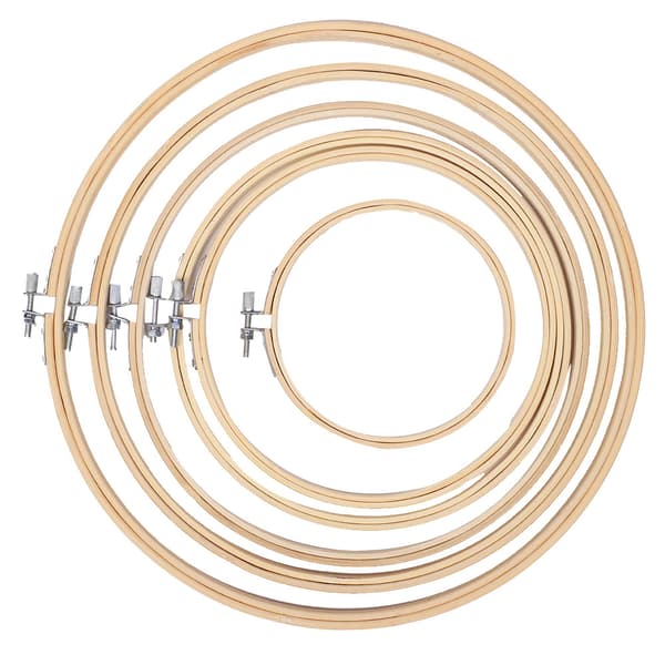 6 st broderibågar Cirkel Korsstygnsbåge Träram Gräddfärgad DIY-verktyg
