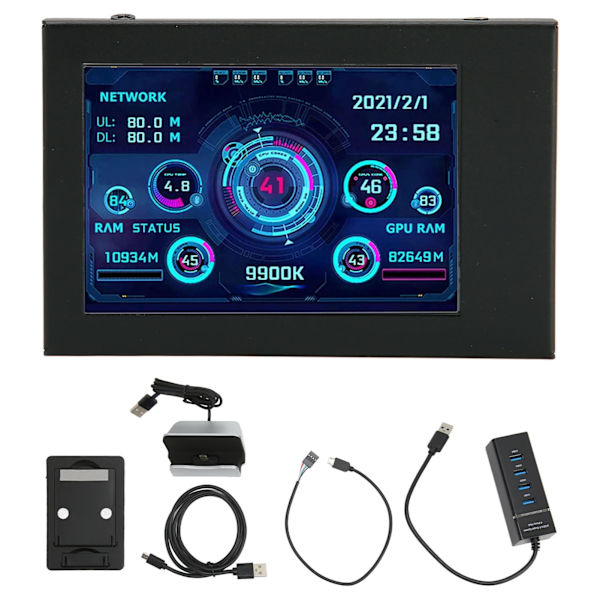 3,5 tommer IPS computer temperaturmonitor USB miniskærm til AIDA64 PC CPU RAM datamonitor til Raspberry Pi til Linux til Windows