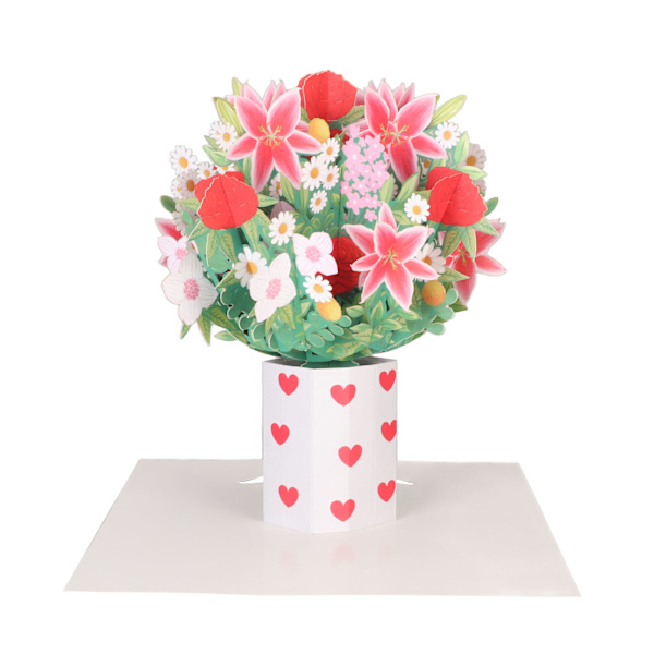 Paper Flower Bouquet Card Handcraft Beautifully Engraved Folded Repeatedly 3D Greeting Cards for Valentines Day