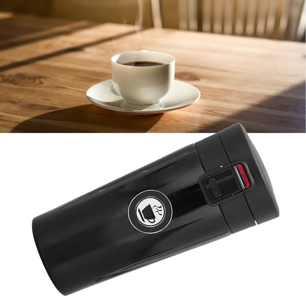 500 ml Isoleret Kaffekop Moderigtig Bærbar Springlåg Rustfrit Stål Isoleringskaffekrus Sort