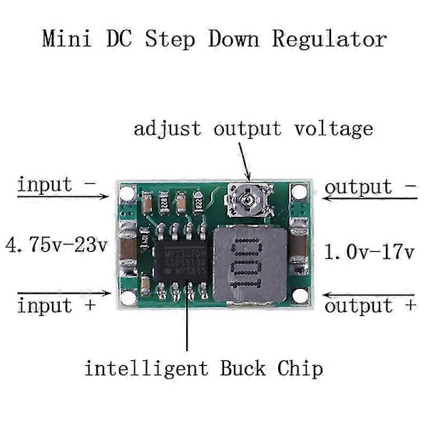 Mini DC-DC Nedtransformator Spänningsregulator 5V-23V till 3.3V 6V 9V 12V HFMQV