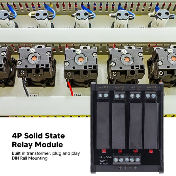 4P DC till DC Relämodul DIN-skena Solid State Relä Gemensam Negativ Terminal 3-32V Ingång 5-8A 5-60V Last