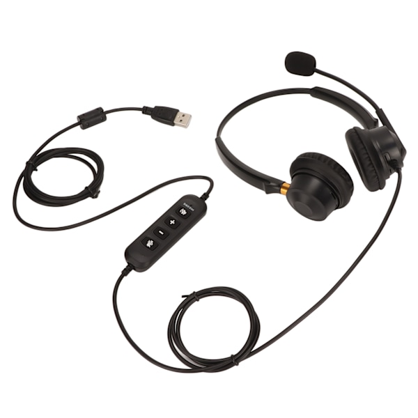 Telefonheadset ENC aktiv brusreducering dubbla öronvolym justerbar mute-kontroll USB affärsheadset