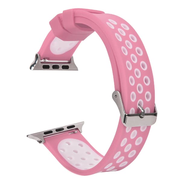 Holdbar silikone urrem erstatningsarmbånd til ur (pink + hvid)