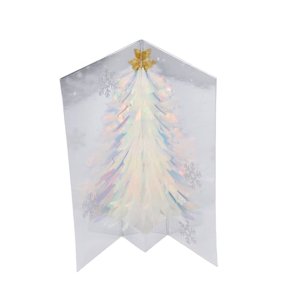 3D julkort Glitter Träd Tema Präglad Design Folieprägling Process Dekorativt Papper Popup Julkort Blå