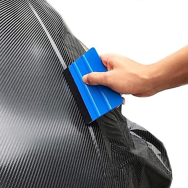 Med Fiber Edge for Bil Vinylfoliering, Slitesterk Vindusfilm Skrape, Dekal Klistremerke Skrape (Pakke med 2, Svart)