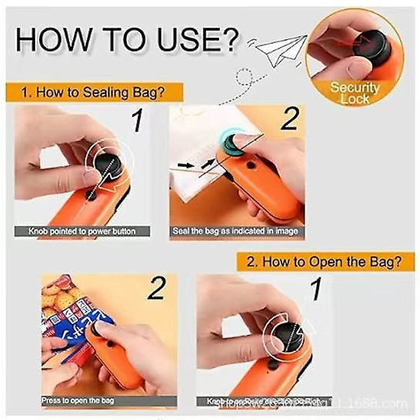 Genopladelig Mini Poseforsegler - Hurtig Opvarmningsforsegler til Snackposer og Mylarposer (2 stk)