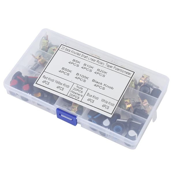80 stk. Potentiometer B5K B10K B20K B50K B100K Lineær Konisk Sæt med Knap til Lydkontrol