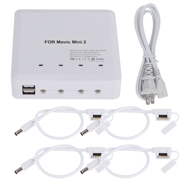 4-i-1 dronebatteri-oplader USB-port-opladningsadapterenhed til DJI Mini 2 100-240VUS-stik