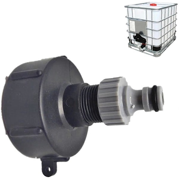 Hurtigkoblingsnippel til 1000L tank, S60X6 IBC-fittings Multitanks hane-fittings, Slangekobling til IBC tankadapter (Plastudløb, 3/4')