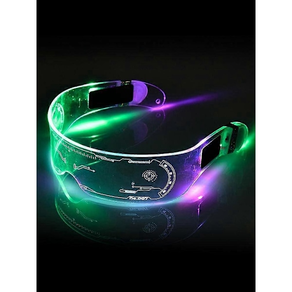 LED lysende briller for voksne, LED visirbriller i 7 farger, fargelysende briller
